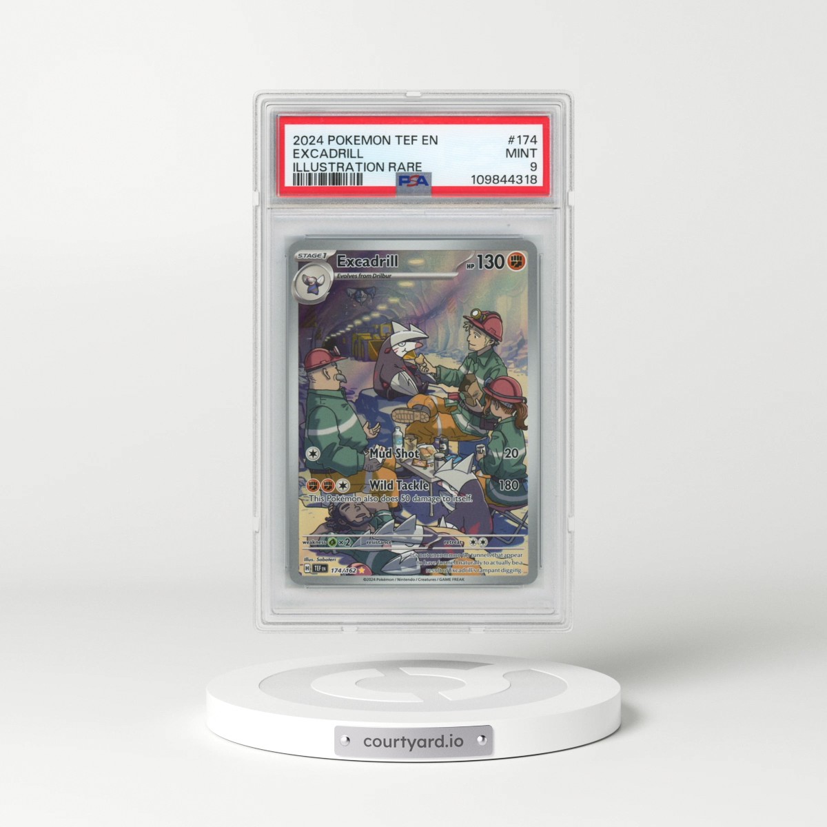 2024 Pokémon Tef EN-Temporal Forces #174 Excadrill - Illustration Rare (PSA 9 MINT)