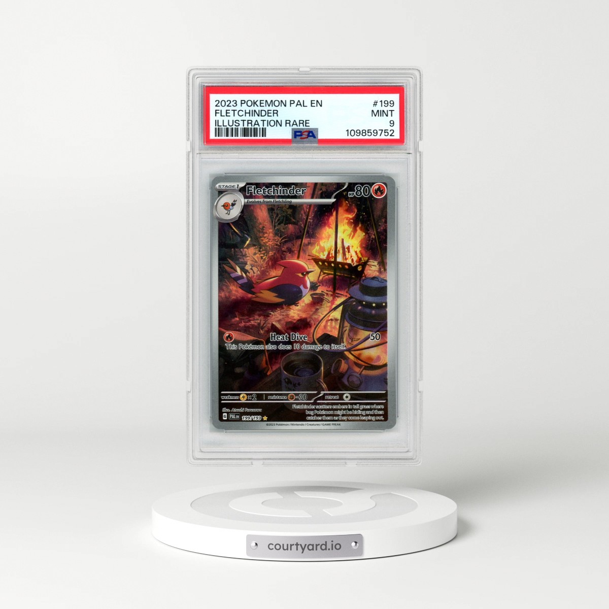 2023 Pokémon Pal EN-Paldea Evolved #199 Fletchinder - Illustration Rare (PSA 9 MINT)