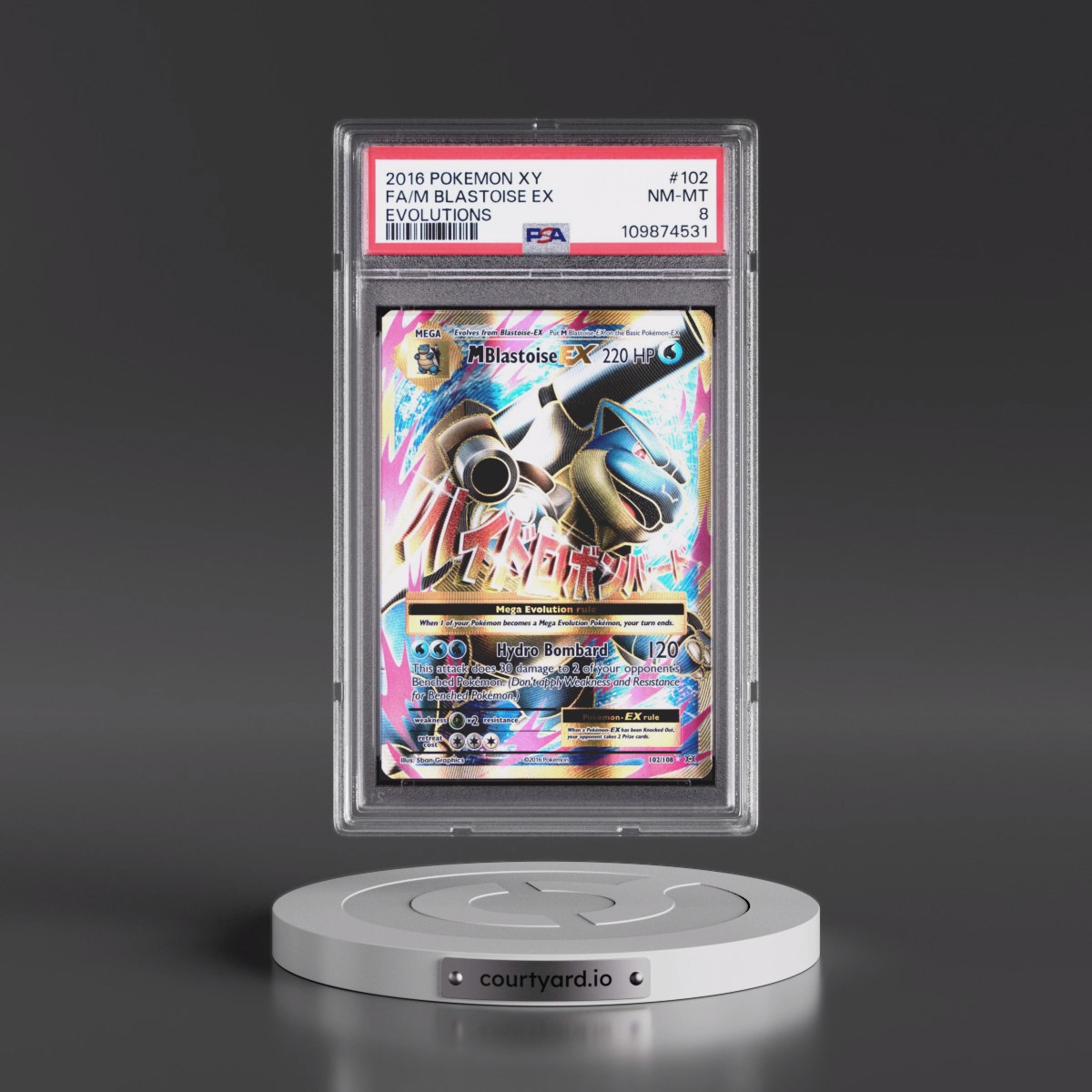 2016 Pokémon XY Evolutions #102 M Blastoise EX - Holo Full Art (PSA 8 NM-MT)