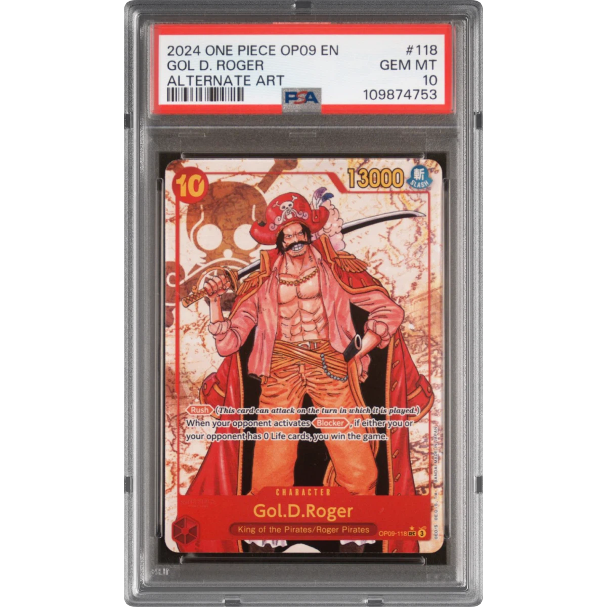 2024 One Piece OP09-Emperors in the New World #118 Gol D. Roger - Alternate Art (PSA 10 GEM MINT)