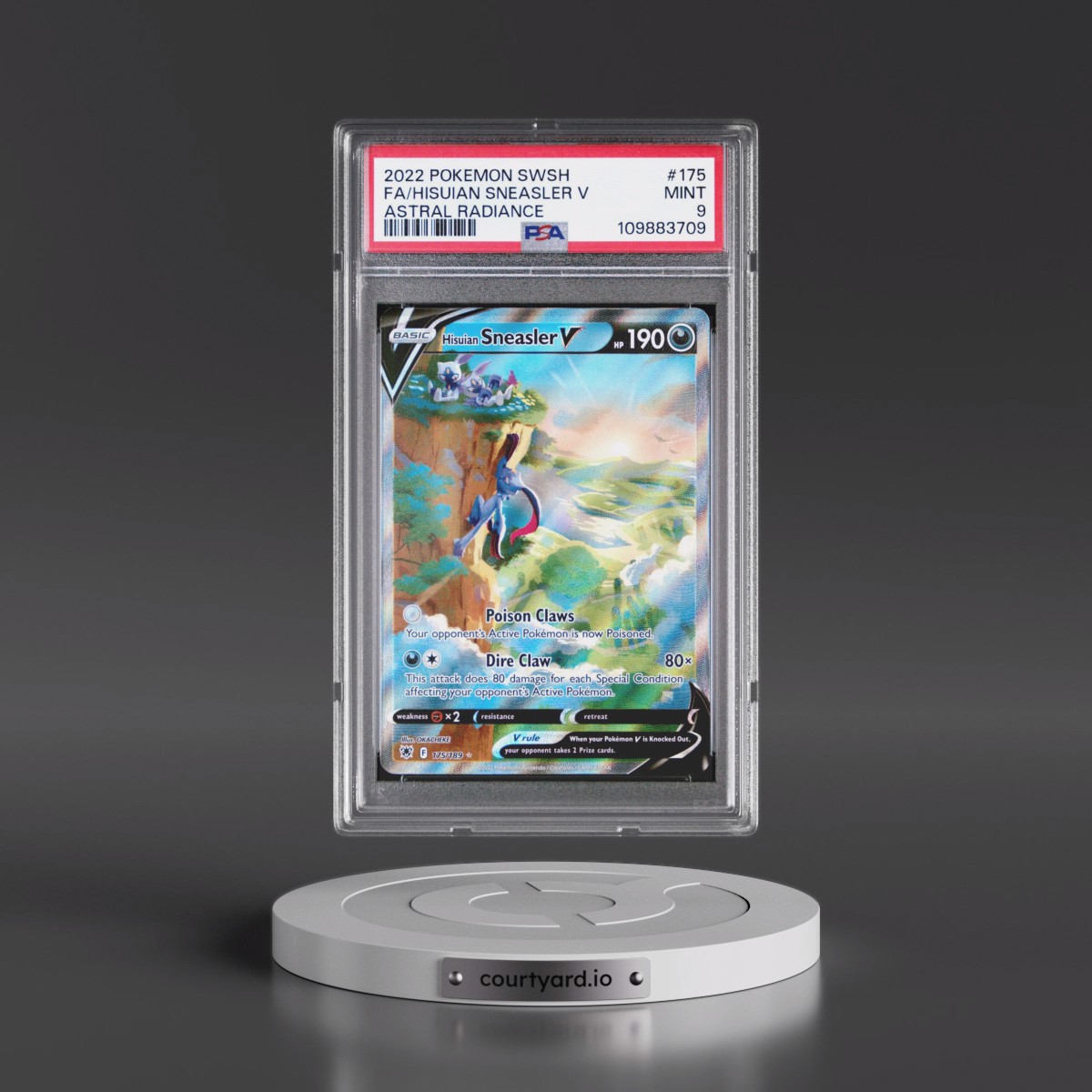2022 Pokémon Sword & Shield Astral Radiance #175 Hisuian Sneasler V - Holo Full Art (PSA 9 MINT)