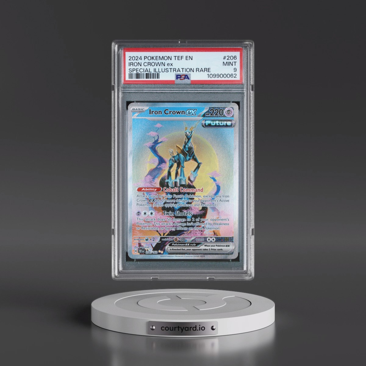 2024 Pokémon Tef EN-Temporal Forces #206 Iron Crown EX - Holo Special Illustration Rare (PSA 9 MINT)