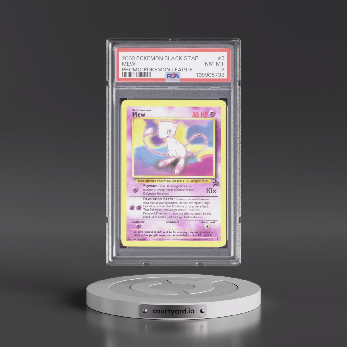 2000 Pokémon Promo Black Star #8 Mew - Pokemon League (PSA 8 NM-MT)