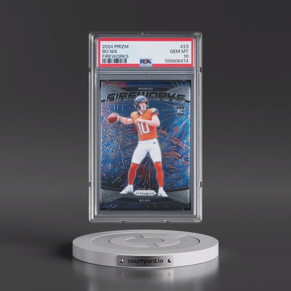 2024 Panini Prizm Fireworks #23 Bo Nix (PSA 10 GEM MINT)