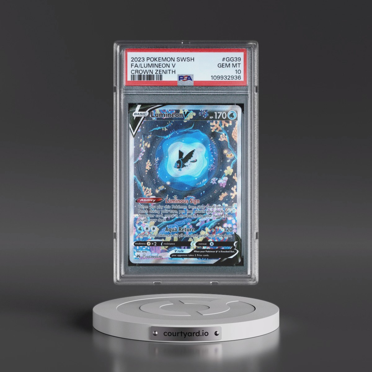 2023 Pokémon Sword and Shield Crown Zenith #GG39 Lumineon V - Holo Full Art (PSA 10 GEM MINT)