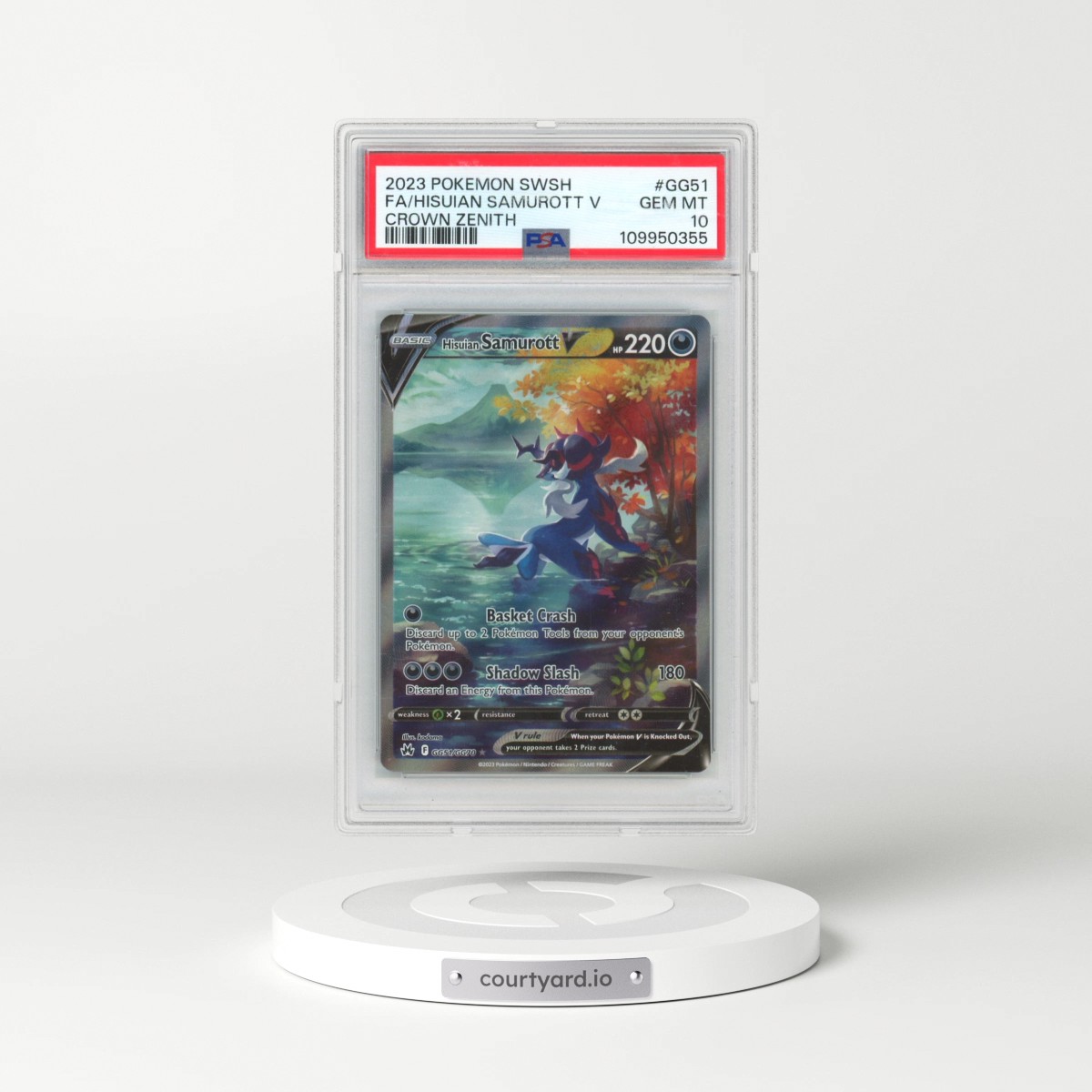 2023 Pokémon Sword and Shield Crown Zenith #GG51 Hisuian Samurott V - Holo Full Art (PSA 10 GEM MINT)