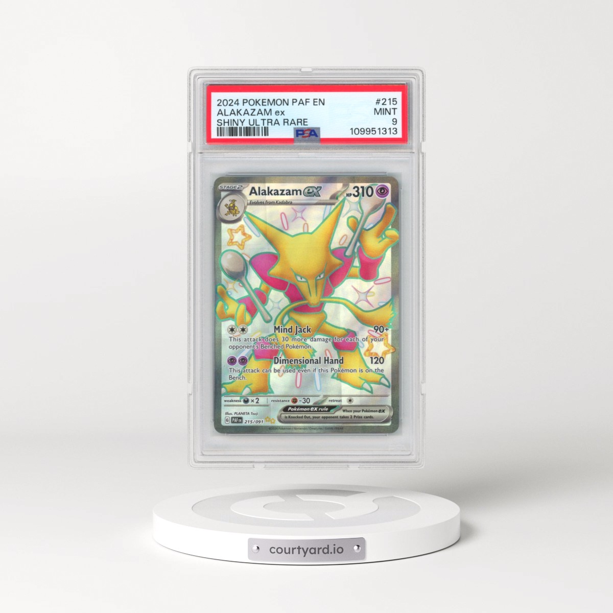 2024 Pokémon Paf EN-Paldean Fates #215 Alakazam EX - Holo Shiny Ultra Rare (PSA 9 MINT)