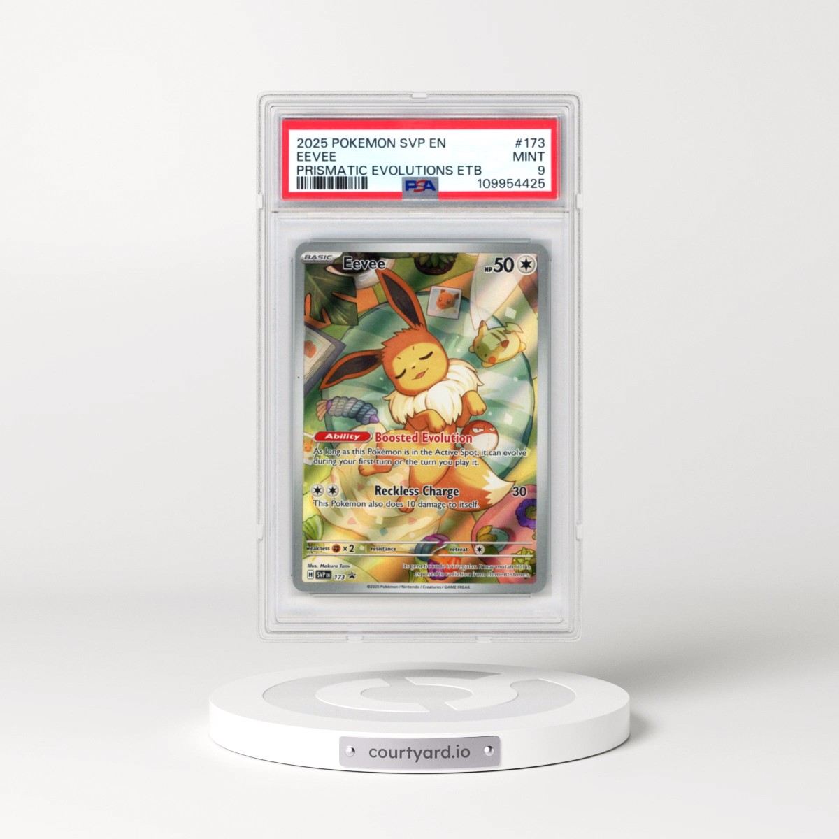 2025 Pokémon Svp EN-SV Black Star Promo #173 Eevee - Prismatic Evolutions Elite Trainer Box (PSA 9 MINT)