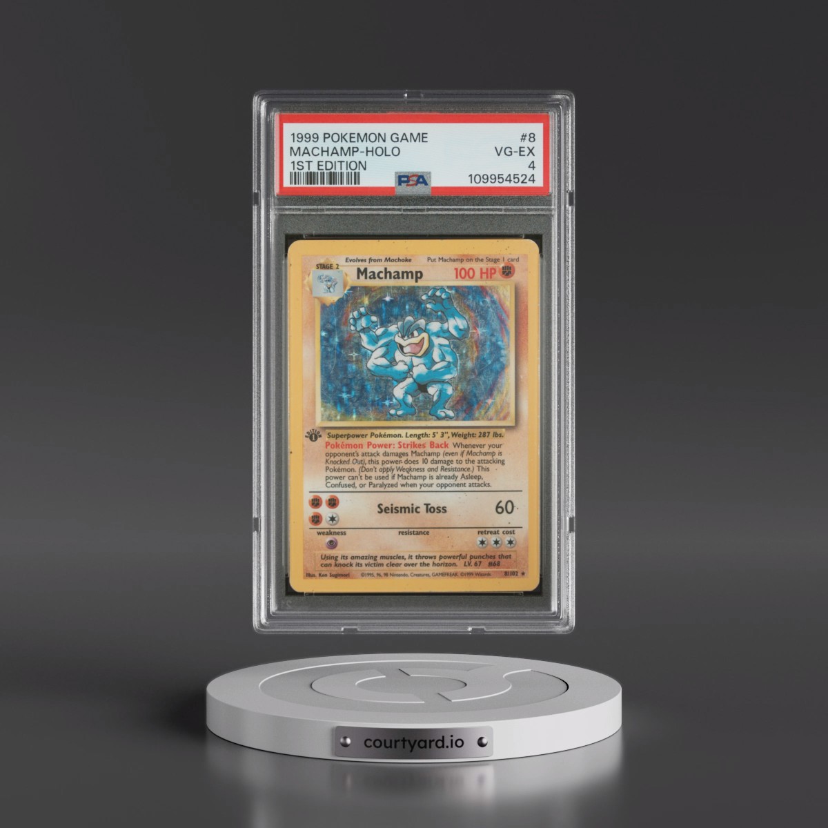 1999 Pokémon Game #8 Machamp - 1st Edition Holo (PSA 4 VG-EX)