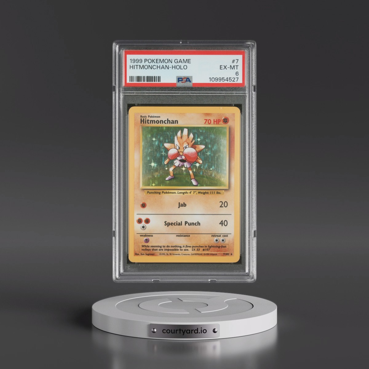 1999 Pokémon Game #7 Hitmonchan - Holo (PSA 6 EX-MT)