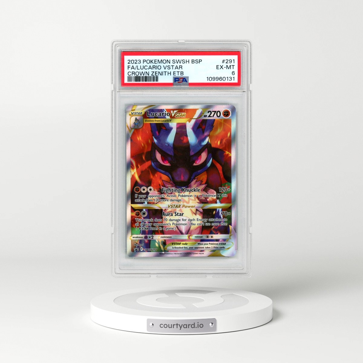 2023 Pokémon Swsh Black Star Promo #291 Lucario Vstar - Full Art Crown Zenith Elite Trainer Box (PSA 6 EX-MT)