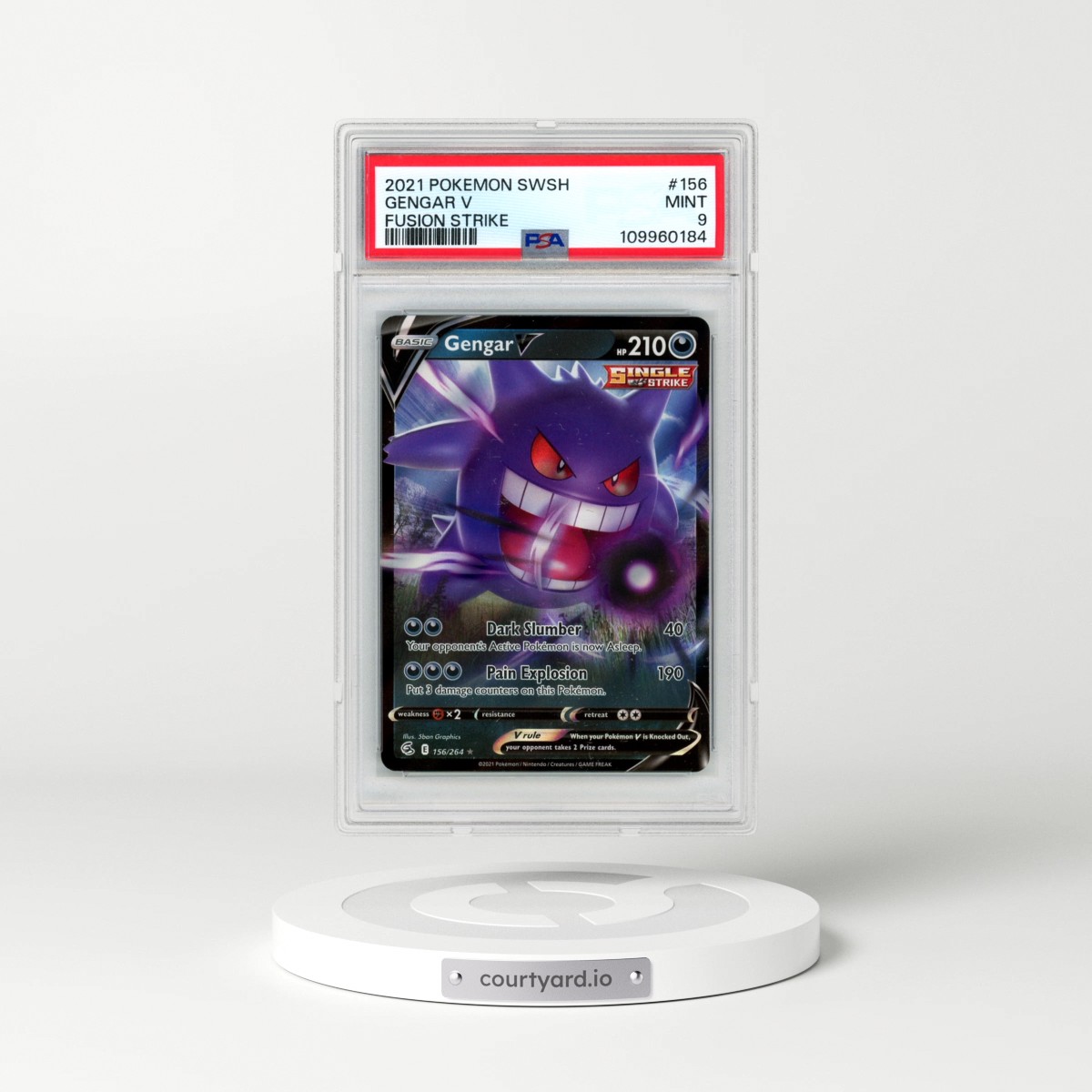 2021 Pokémon Sword & Shield Fusion Strike #156 Gengar V - Holo (PSA 9 MINT)