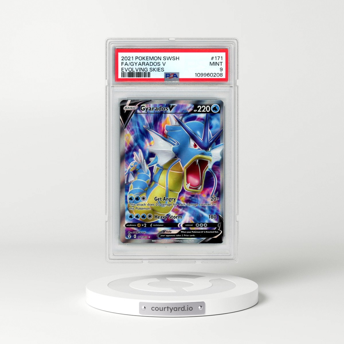 2021 Pokémon Sword & Shield Evolving Skies #171 Gyarados V - Holo Full Art (PSA 9 MINT)