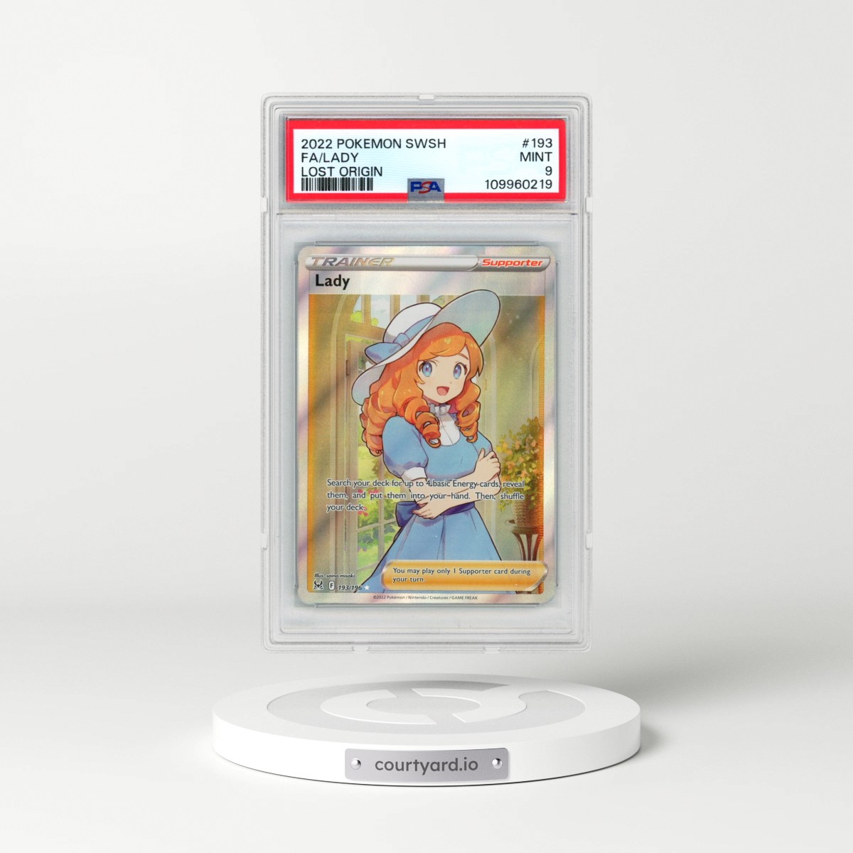 2022 Pokémon Sword & Shield Lost Origin #193 Lady - Full Art (PSA 9 MINT)