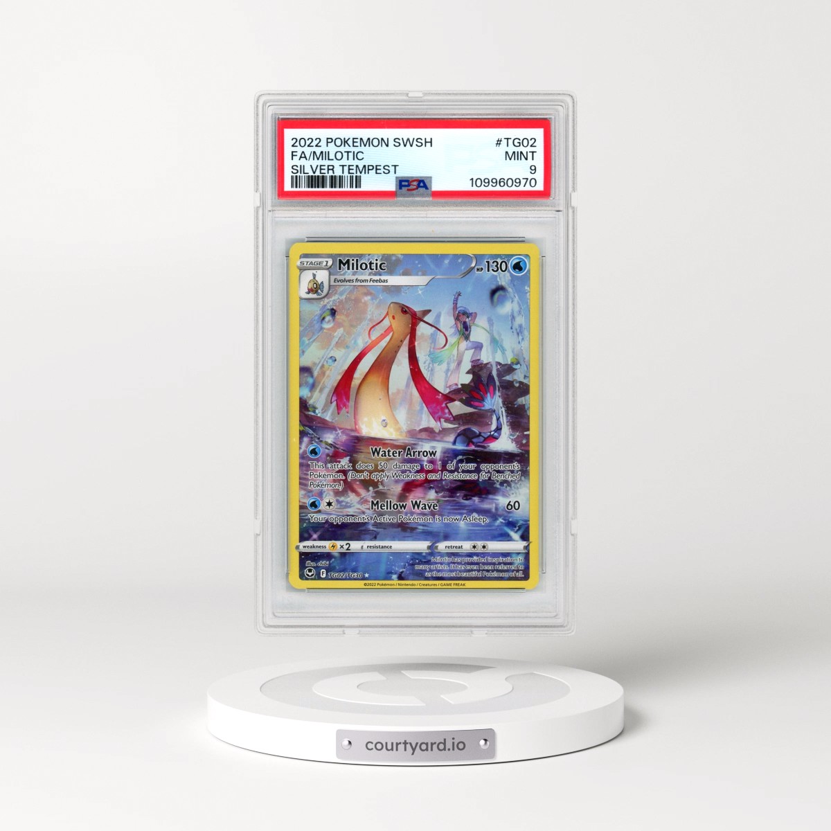 2022 Pokémon Sword & Shield Silver Tempest #TG02 Milotic - Full Art (PSA 9 MINT)