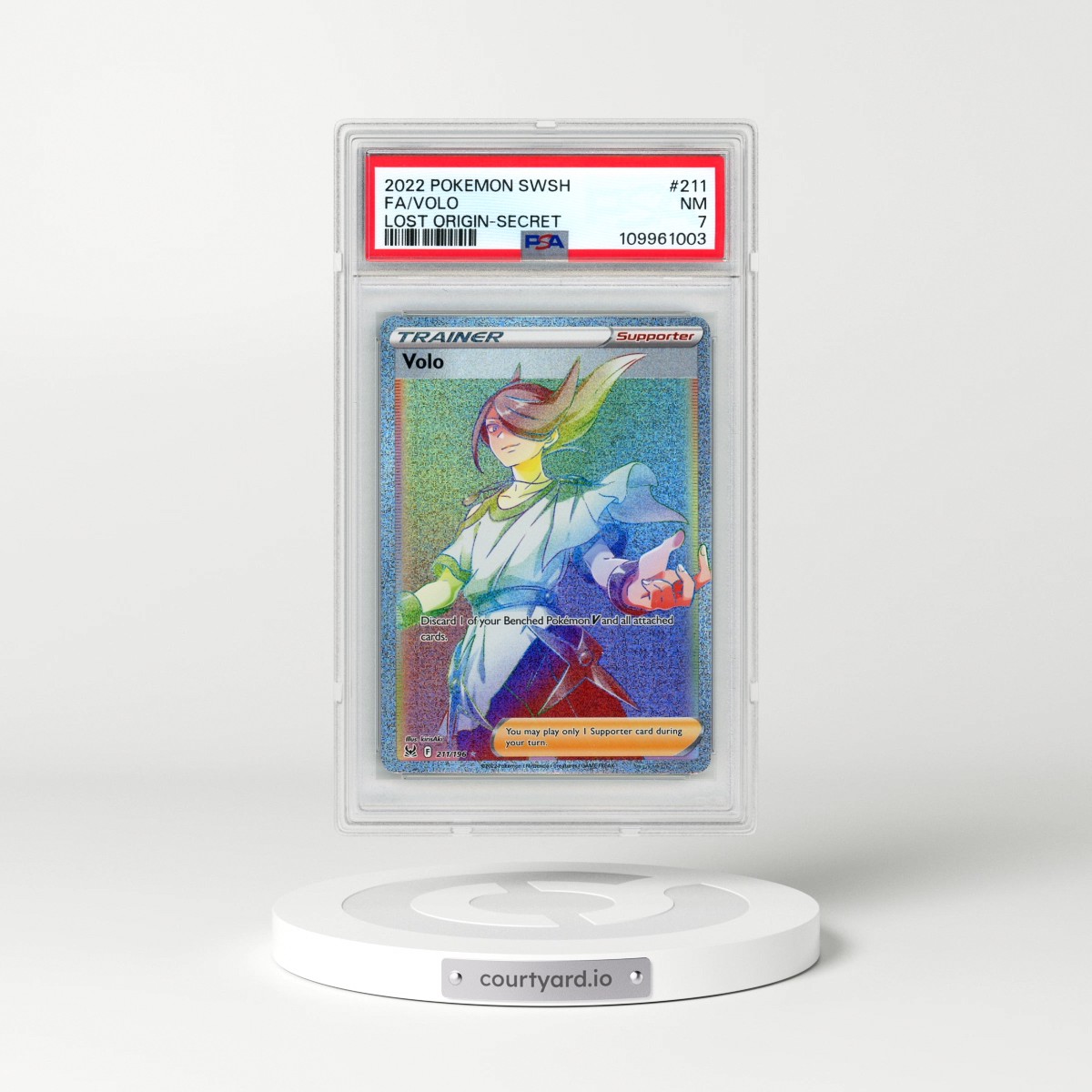 2022 Pokémon Sword & Shield Lost Origin #211 Volo - Full Art Secret (PSA 7 NM)