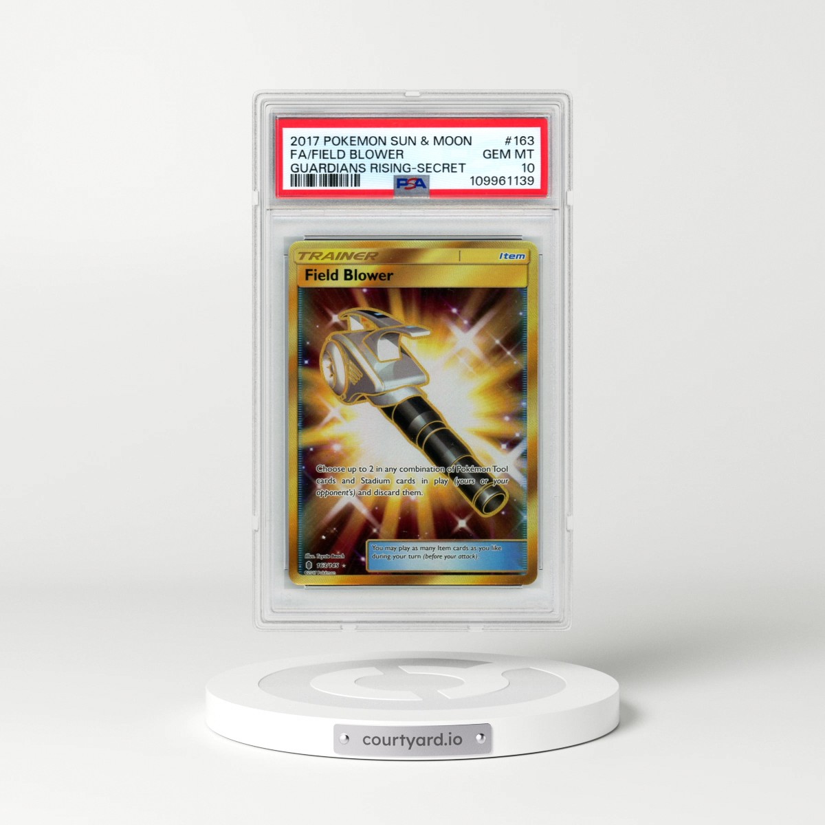 2017 Pokémon Sun & Moon Guardians Rising #163 Field Blower - Full Art Secret (PSA 10 GEM MINT)