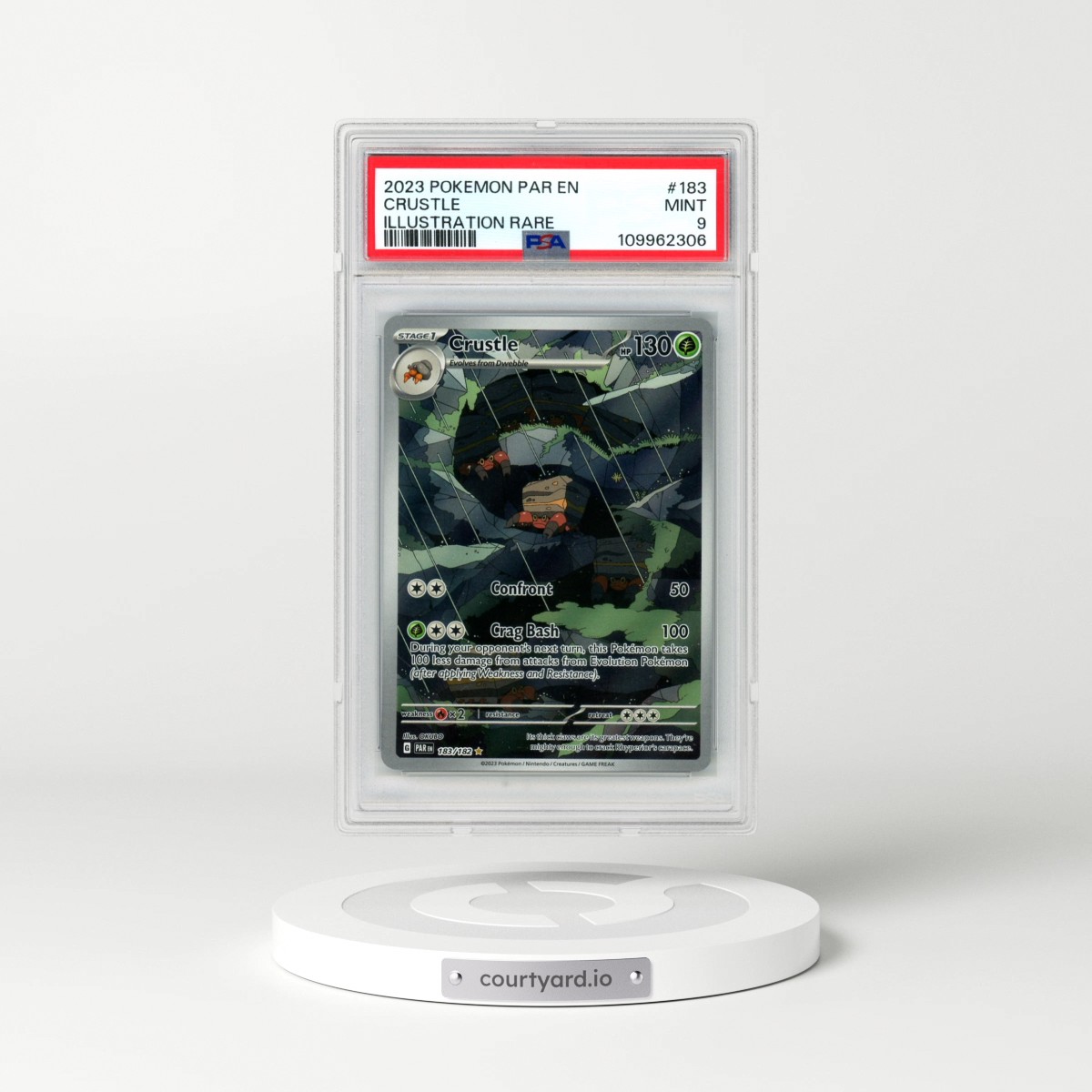 2023 Pokémon Par EN-Paradox Rift #183 Crustle - Illustration Rare (PSA 9 MINT)