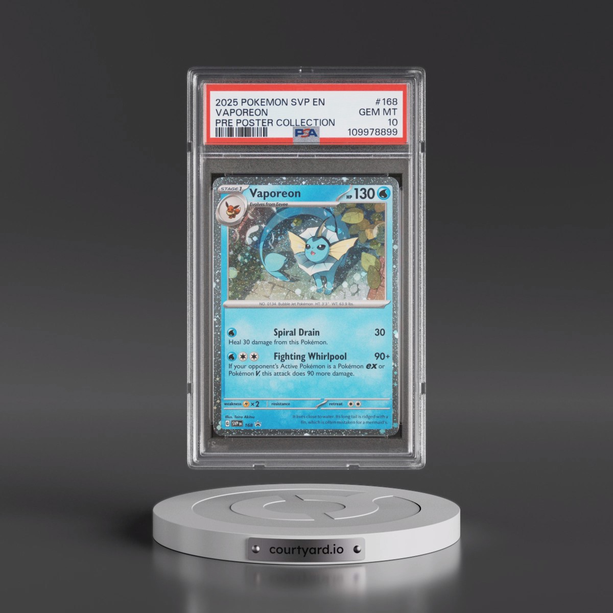 2025 Pokémon Svp EN-SV Black Star Promo #168 Vaporeon - Prismatic Evolutions Poster Collection (PSA 10 GEM MINT)