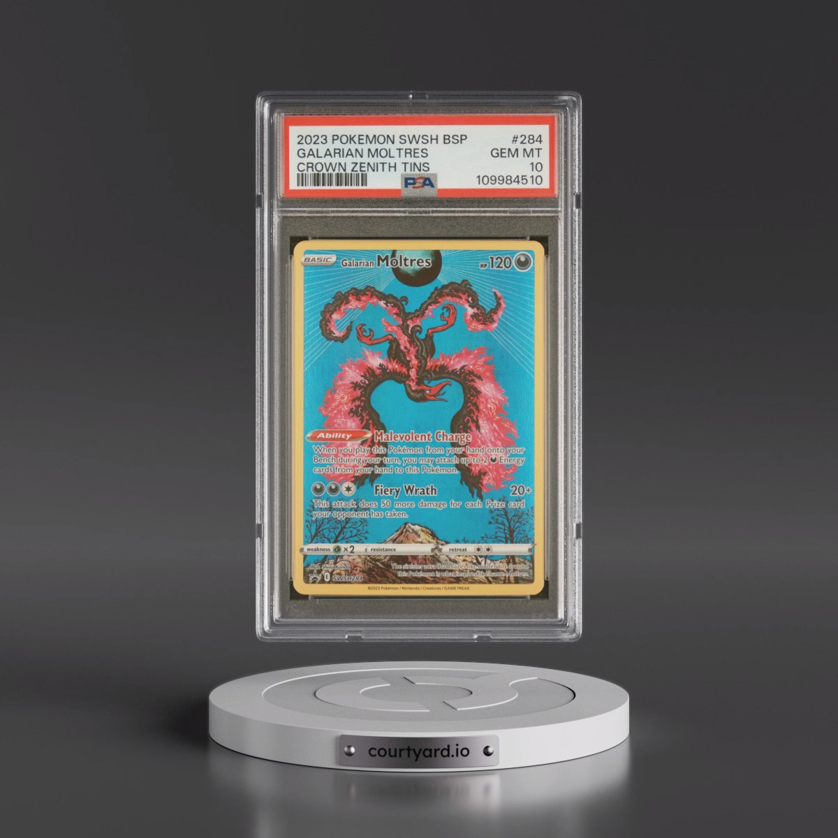 2023 Pokémon Swsh Black Star Promo #284 Galarian Moltres - Crown Zenith Tins (PSA 10 GEM MINT)