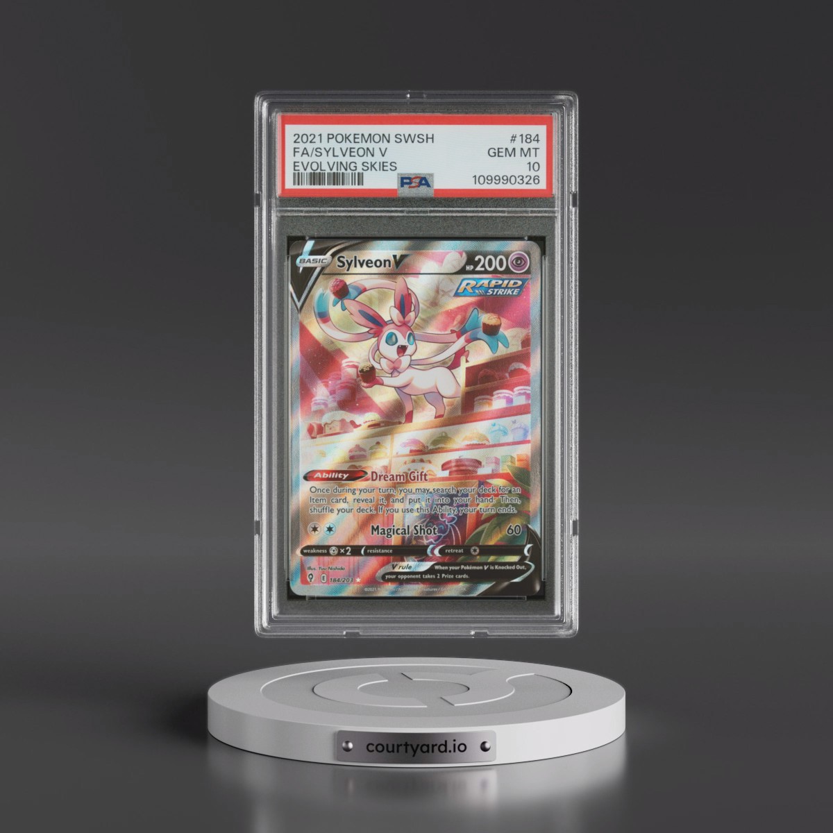 2021 Pokémon Sword & Shield Evolving Skies #184 Sylveon V - Holo Full Art (PSA 10 GEM MINT)