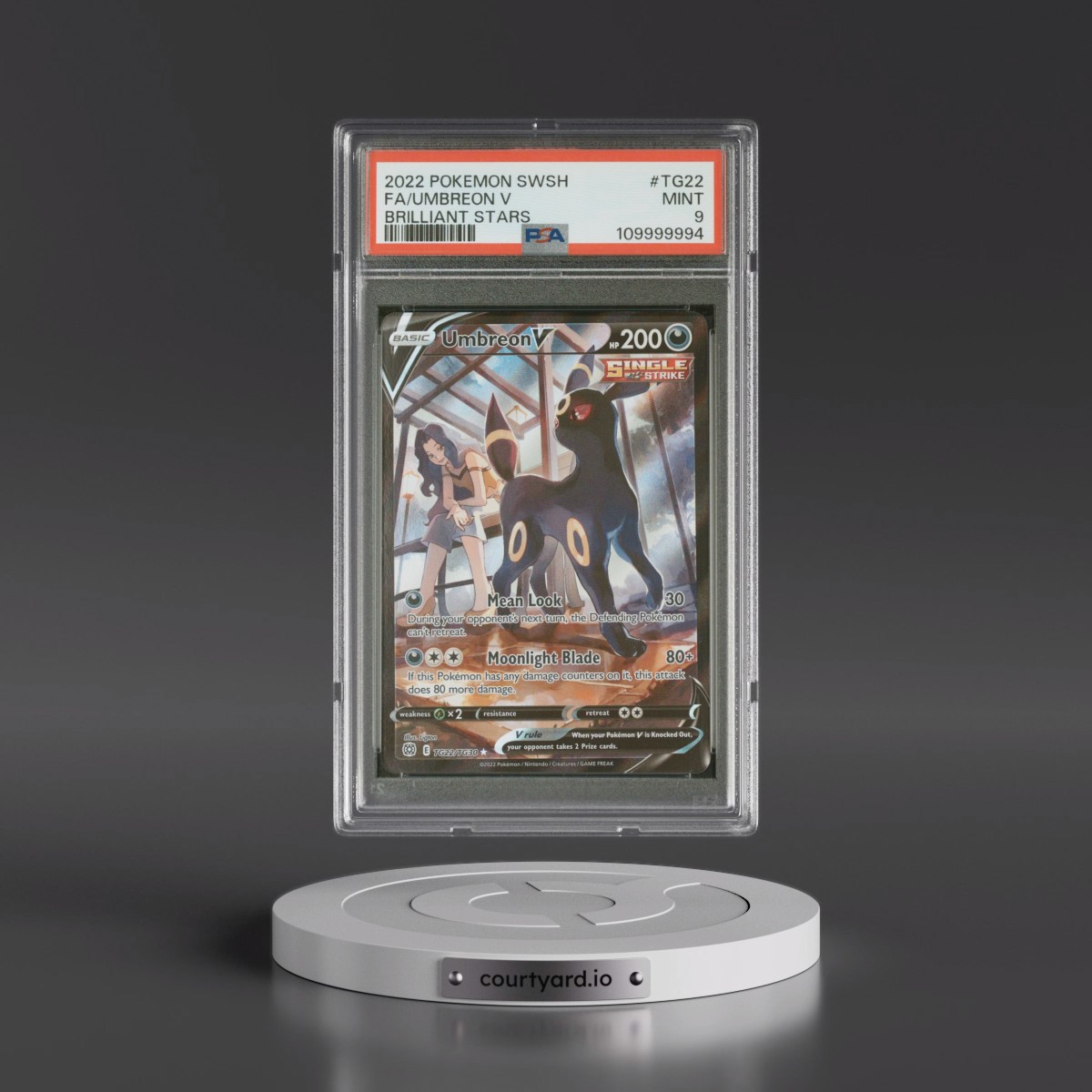 2022 Pokémon Sword & Shield Brilliant Stars #TG22 Umbreon V - Holo Full Art (PSA 9 MINT)