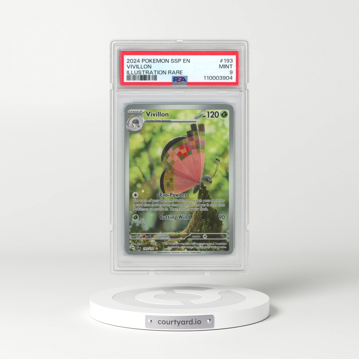 2024 Pokémon Ssp EN-Surging Sparks #193 Vivillon - Illustration Rare (PSA 9 MINT)