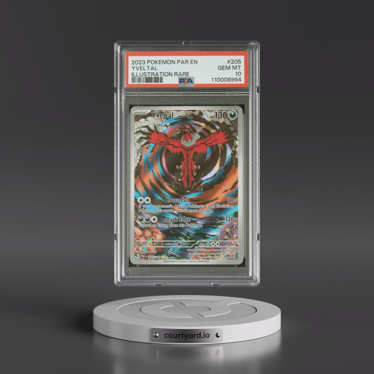 2023 Pokémon Par EN-Paradox Rift #205 Yveltal - Illustration Rare (PSA 10 GEM MINT)
