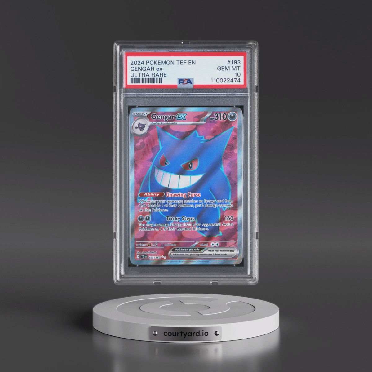 2024 Pokémon Tef EN-Temporal Forces #193 Gengar EX - Holo Ultra Rare (PSA 10 GEM MINT)