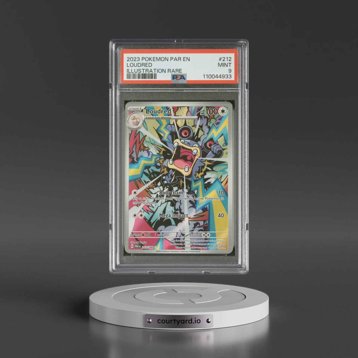 2023 Pokémon Par EN-Paradox Rift #212 Loudred - Illustration Rare (PSA 9 MINT)