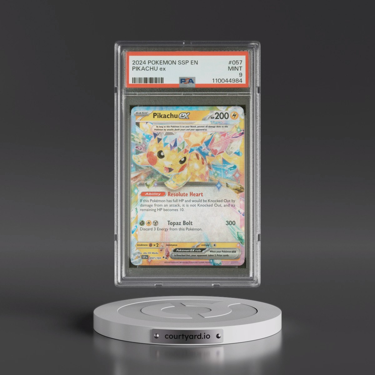 2024 Pokémon Ssp EN-Surging Sparks #057 Pikachu EX - Holo (PSA 9 MINT)