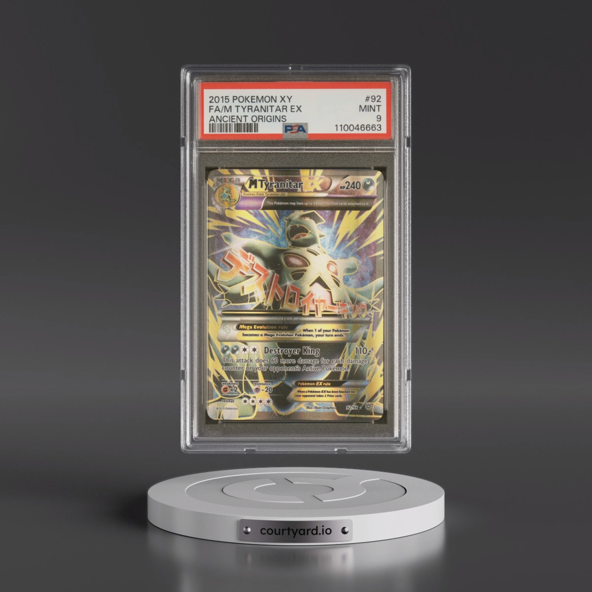 2015 Pokémon XY Ancient Origins #92 M Tyranitar EX - Holo Full Art (PSA 9 MINT)