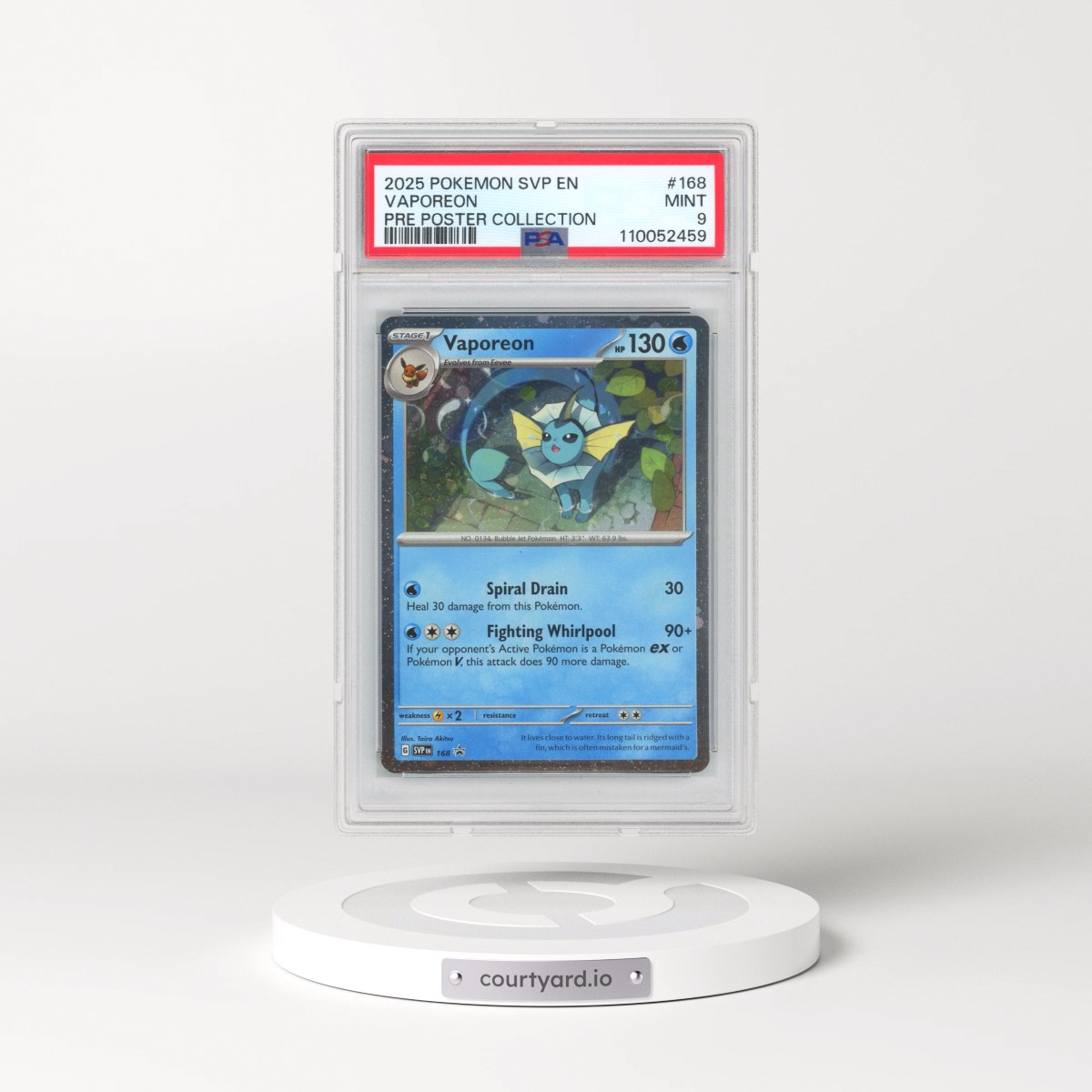 2025 Pokémon Svp EN-SV Black Star Promo #168 Vaporeon - Prismatic Evolutions Poster Collection (PSA 9 MINT)