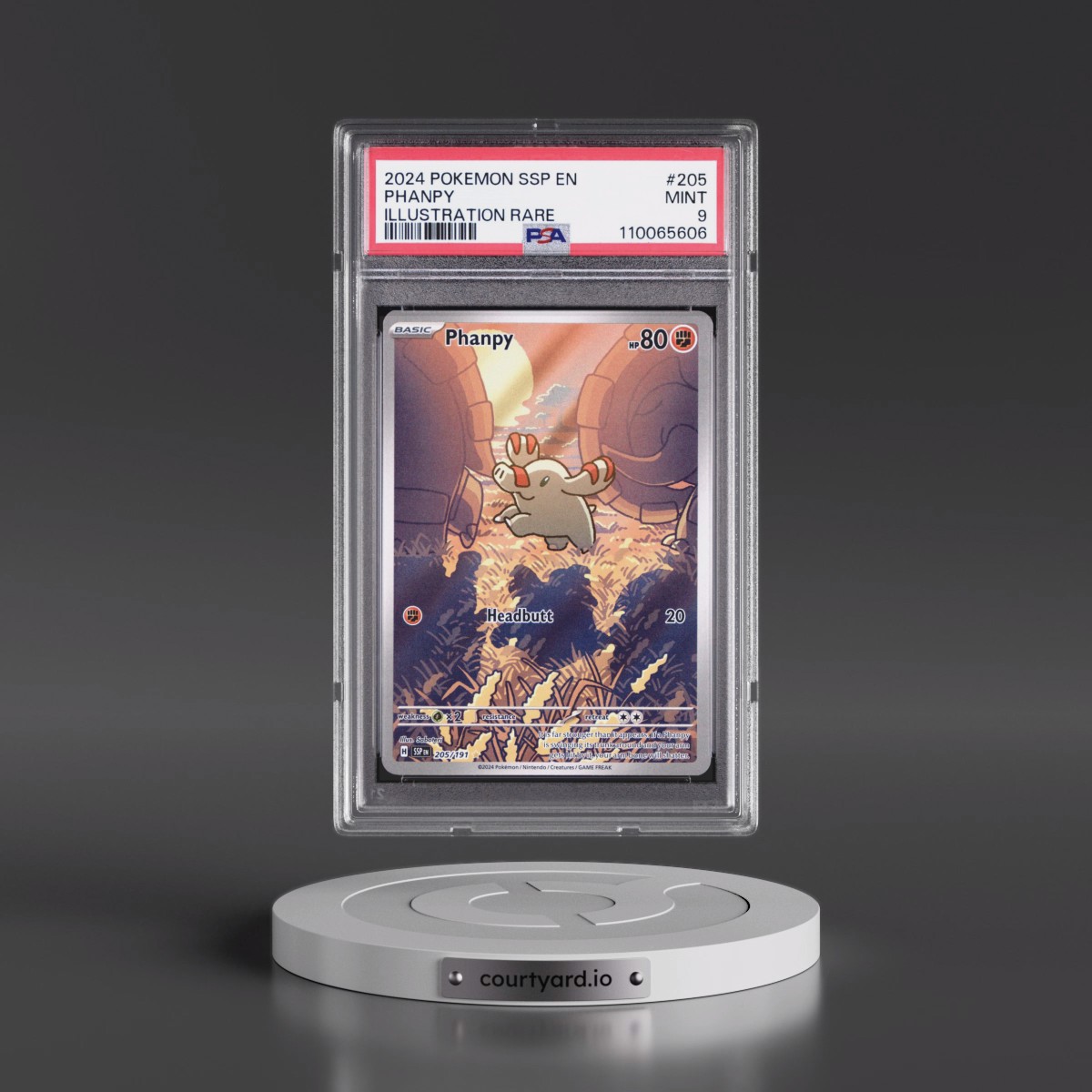 2024 Pokémon Ssp EN-Surging Sparks #205 Phanpy - Illustration Rare (PSA 9 MINT)