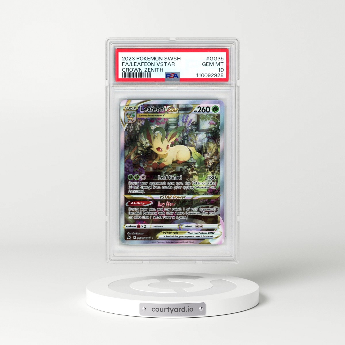 2023 Pokémon Sword and Shield Crown Zenith #GG35 Leafeon Vstar - Full Art (PSA 10 GEM MINT)