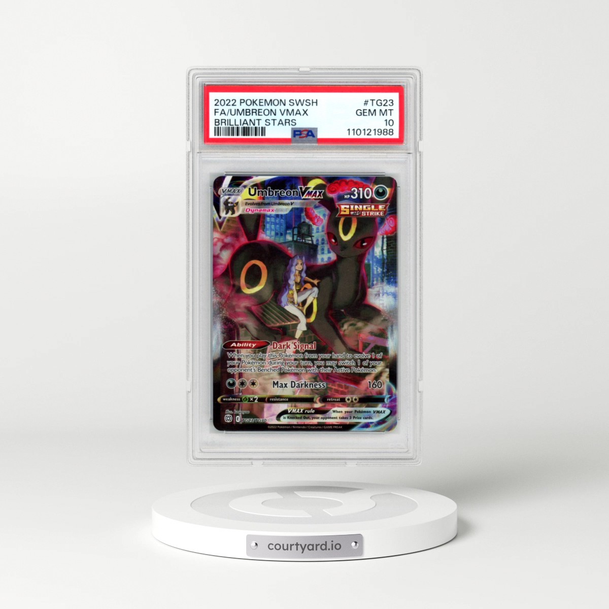 2022 Pokémon Sword & Shield Brilliant Stars #TG23 Umbreon Vmax - Full Art (PSA 10 GEM MINT)