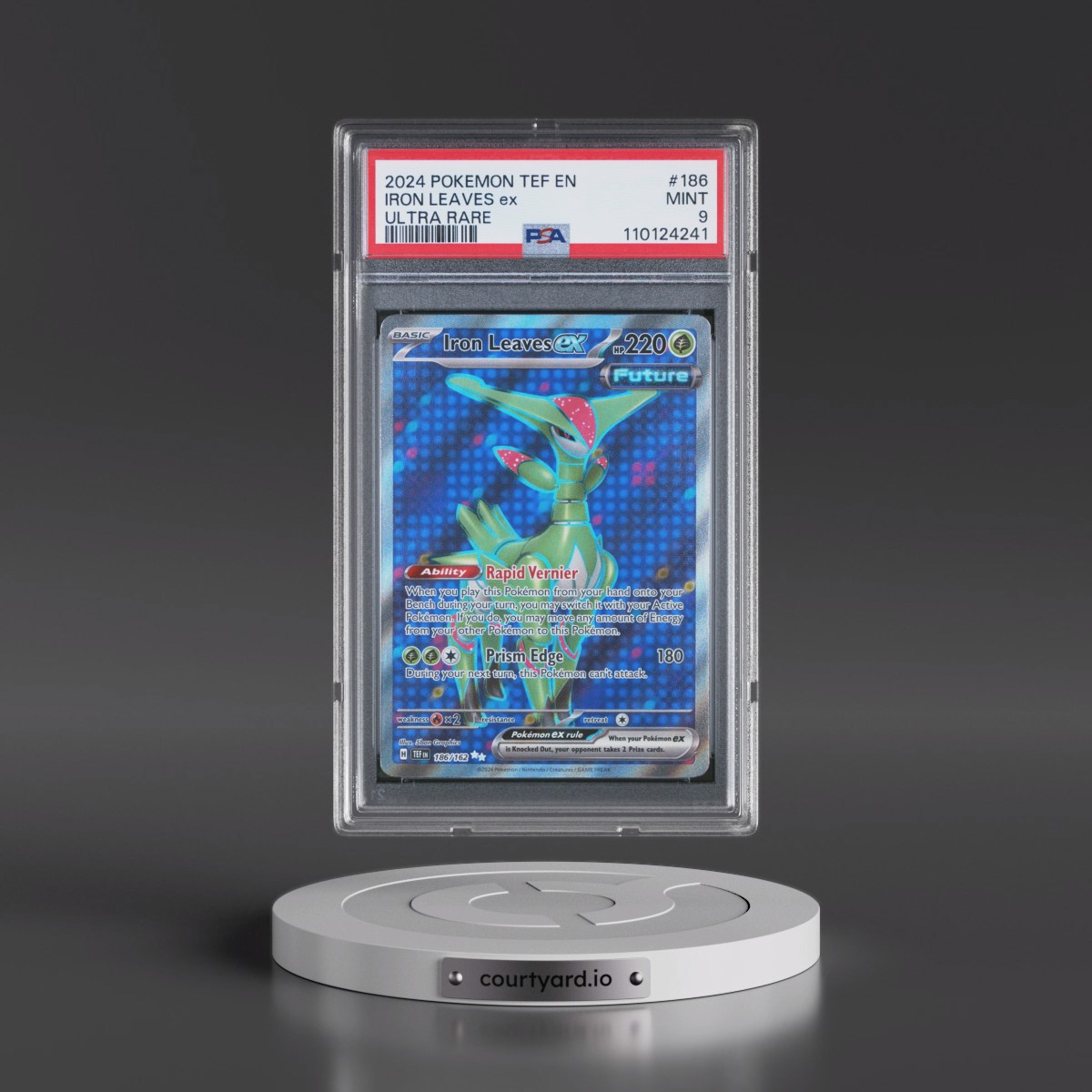 2024 Pokémon Tef EN-Temporal Forces #186 Iron Leaves EX - Holo Ultra Rare (PSA 9 MINT)