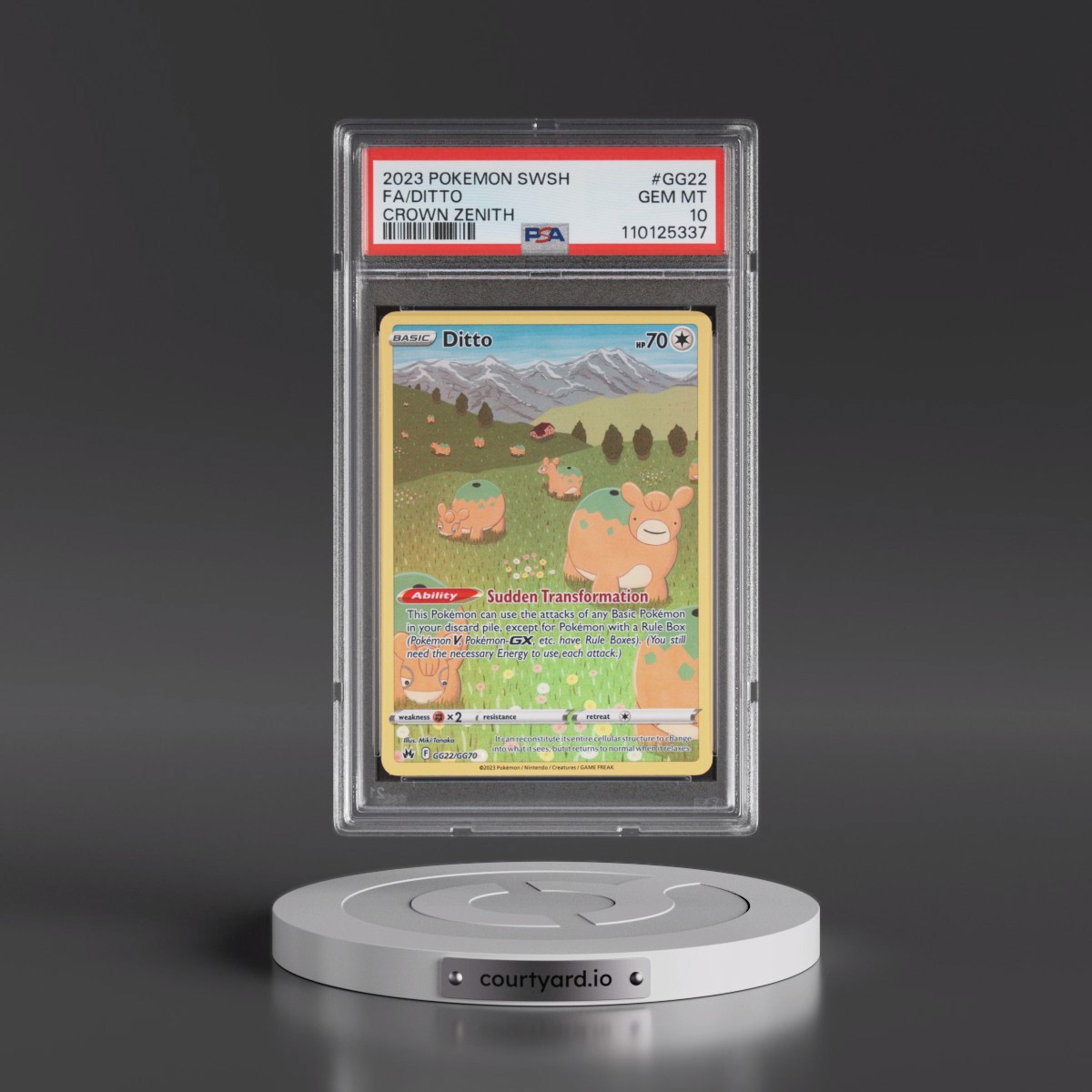 2023 Pokémon Sword and Shield Crown Zenith #GG22 Ditto - Full Art (PSA 10 GEM MINT)