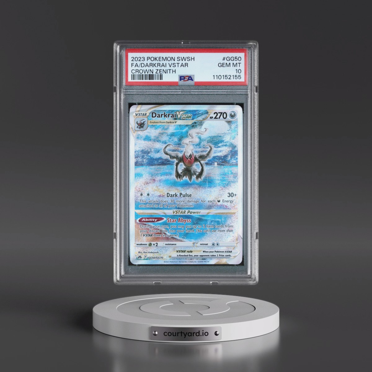 2023 Pokémon Sword and Shield Crown Zenith #GG50 Darkrai Vstar - Full Art (PSA 10 GEM MINT)