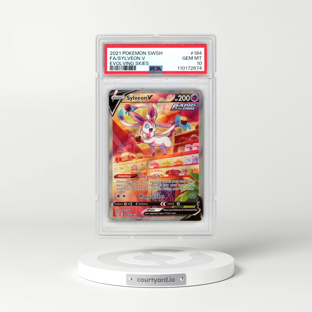 2021 Pokémon Sword & Shield Evolving Skies #184 Sylveon V - Holo Full Art (PSA 10 GEM MINT)
