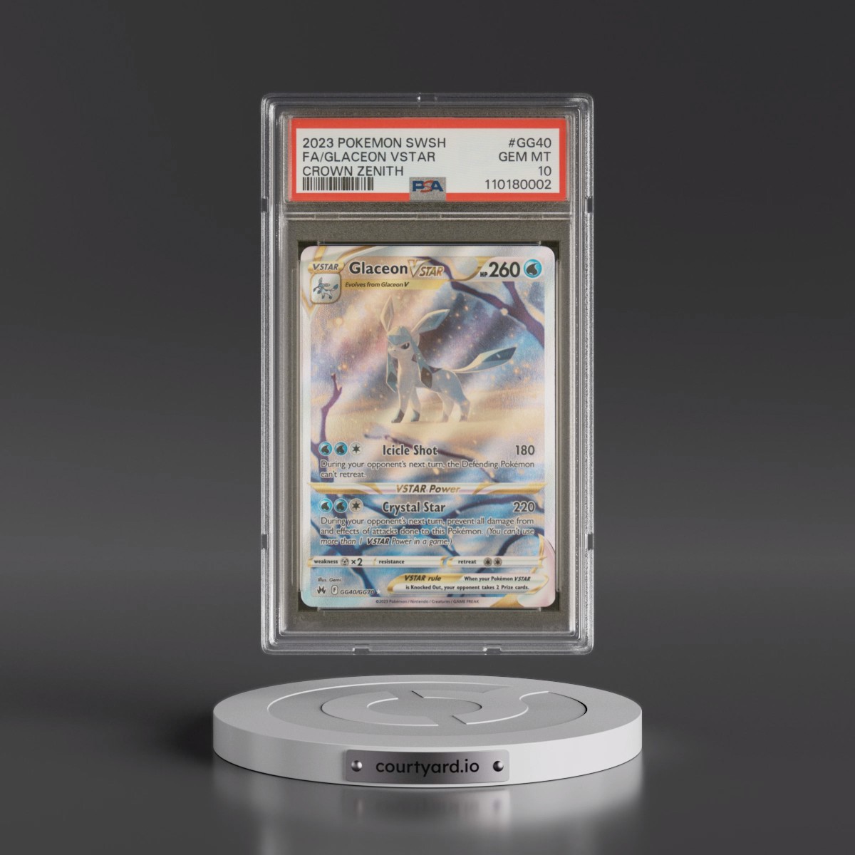 2023 Pokémon Sword and Shield Crown Zenith #GG40 Glaceon Vstar - Full Art (PSA 10 GEM MINT)