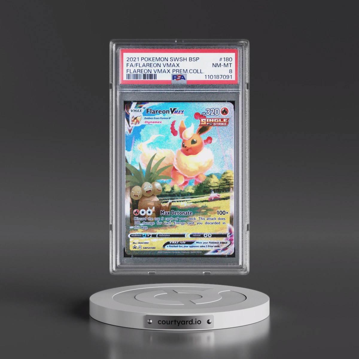 2021 Pokémon Swsh Black Star Promo #180 Flareon Vmax - Full Art Flareon Vmax Premium Collection (PSA 8 NM-MT)