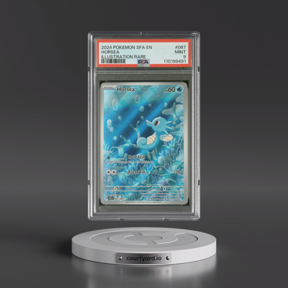 2024 Pokémon Sfa EN-Shrouded Fable #067 Horsea - Illustration Rare (PSA 9 MINT)