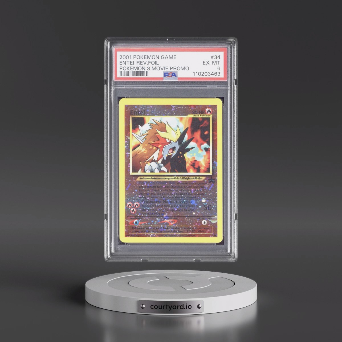 2001 Pokémon Game Movie #34 Entei - Reverse Foil Pokemon 3 Movie Promo (PSA 6 EX-MT)