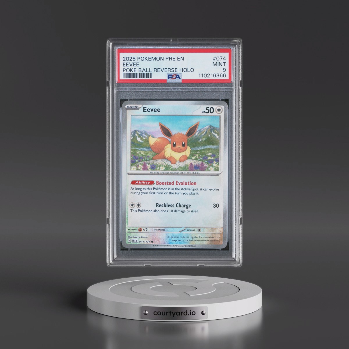 2025 Pokémon Pre EN-Prismatic Evolutions #074 Eevee - Reverse Holo Poke Ball (PSA 9 MINT)