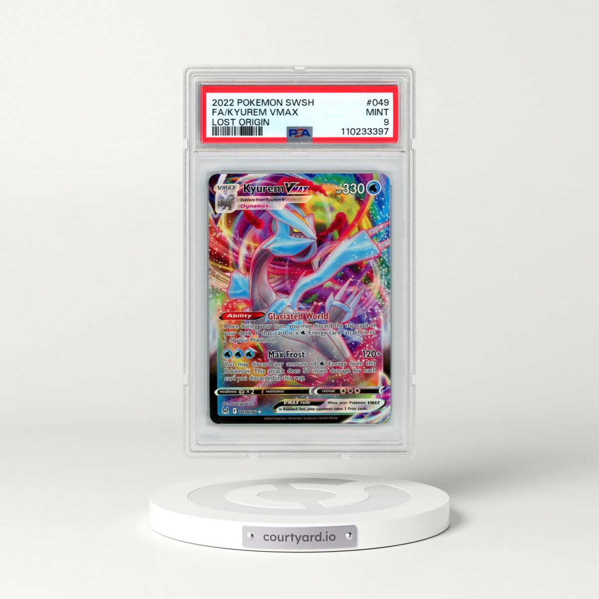 2022 Pokémon Sword & Shield Lost Origin #049 Kyurem Vmax - Full Art (PSA 9 MINT)