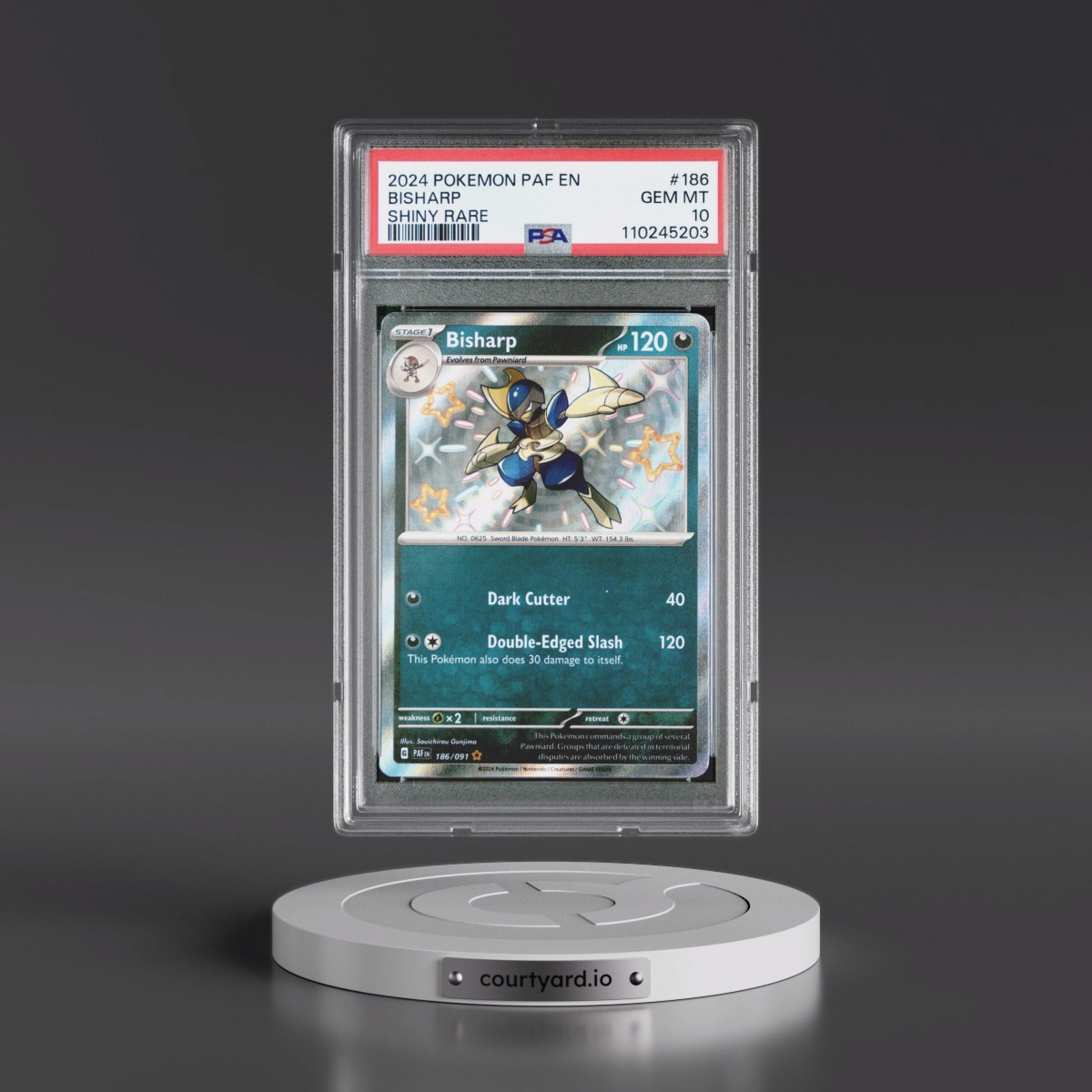 2024 Pokémon Paf EN-Paldean Fates #186 Bisharp - Shiny Rare (PSA 10 GEM MINT)