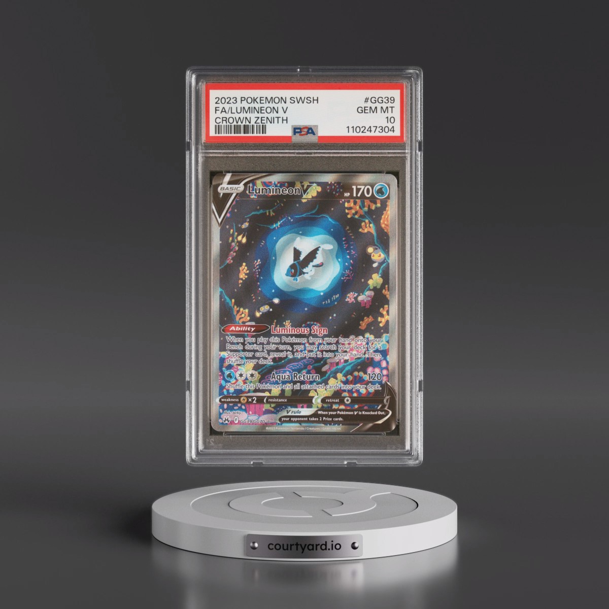2023 Pokémon Sword and Shield Crown Zenith #GG39 Lumineon V - Holo Full Art (PSA 10 GEM MINT)