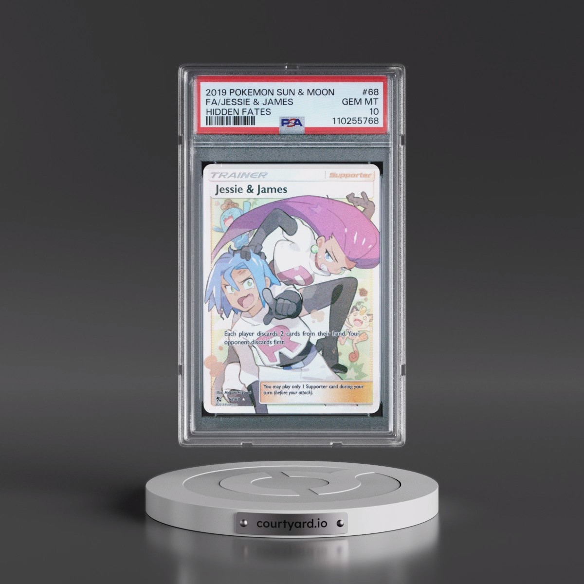 2019 Pokémon Sun & Moon Hidden Fates #68 Jessie & James - Full Art (PSA 10 GEM MINT)