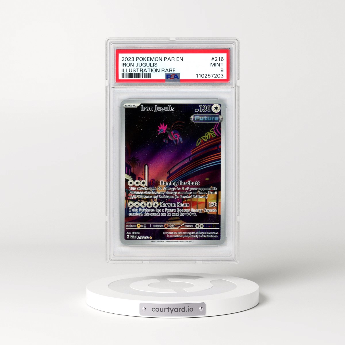 2023 Pokémon Par EN-Paradox Rift #216 Iron Jugulis - Illustration Rare (PSA 9 MINT)